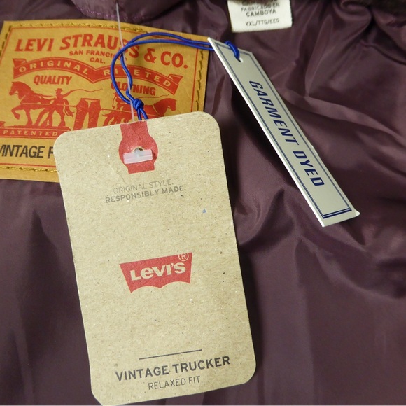 Levi’s Faux Sherpa Relaxed Fit Vintage Trucker Work Jacket NWT Plaid Dyed - Picture 12 of 12